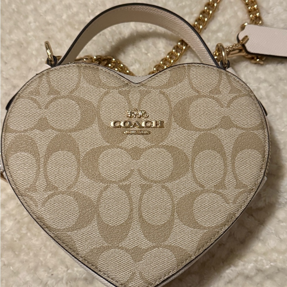 Coach Heart-Shaped Crossbody Bag in Beige